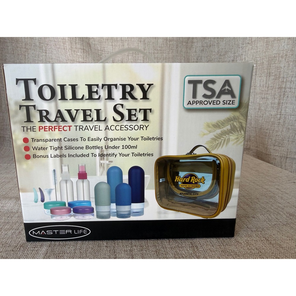 Hard Rock Master Life Toiletry Travel Set Multi New TSA Approved Hard Rock Pouch